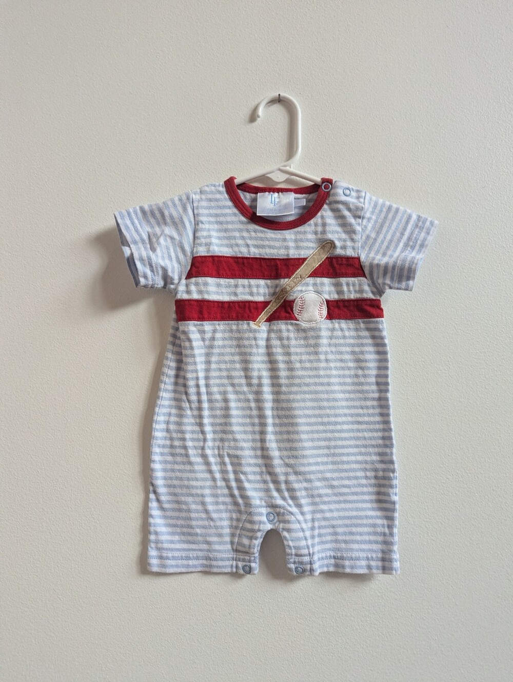 Little English Romper Baby Boys 12m Blue Stripe Baseball Shorts